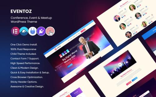 Eventoz - Conference, Event And Meetup WordPress Theme. theme free